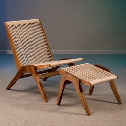 X∏-Chaiselounge, røget eg / beige