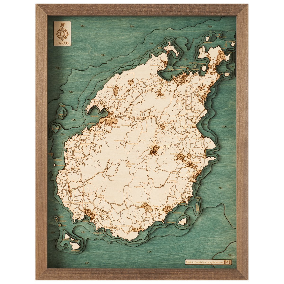 PAROS - Mapa de pared de madera 3D - versión S