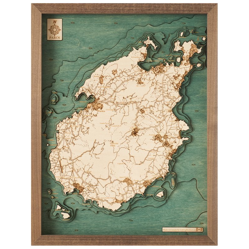 PAROS - Mapa de pared de madera 3D - versión S