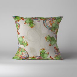  Decorative cushion cover made of 100% cotton with a cactus print design. The cushion cover measures 45x45cm and features a vibrant, nature-inspired pattern.
