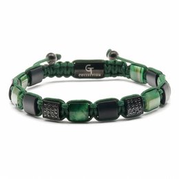 Tiger Green Tiger Eye, Bracelet à perles plates en onyx noir