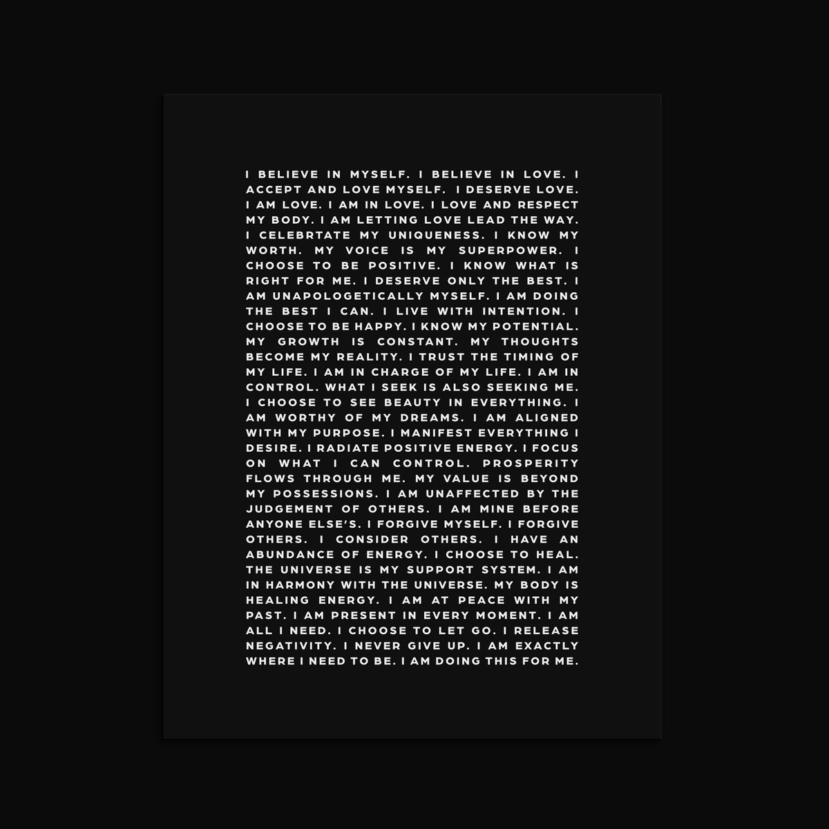 AFFIRMATIONS Quote Silver Foil Art Print