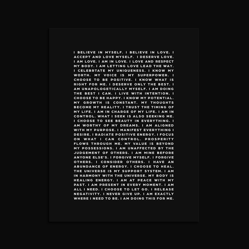 AFFIRMATIONS Quote Silver Foil Art Print