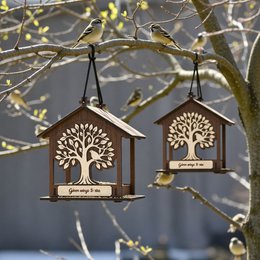Handgefertigter Vogelfutterspender aus Holz, Garten- und Wildtiergeschenk