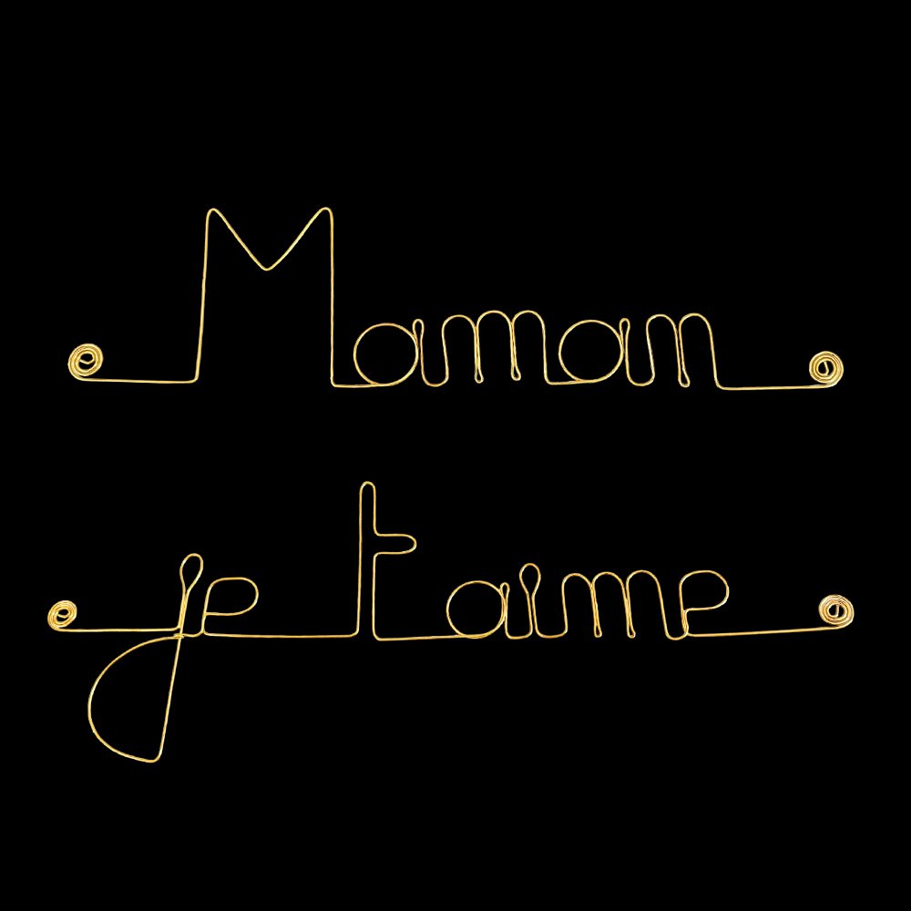 Mother's Day Gift "Mom I love you" - Wall Decoration in Golden Brass Wire