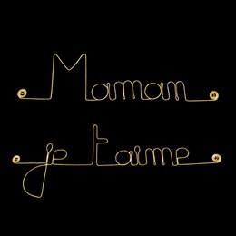 Mother's Day Gift "Mom I love you" - Wall Decoration in Golden Brass Wire