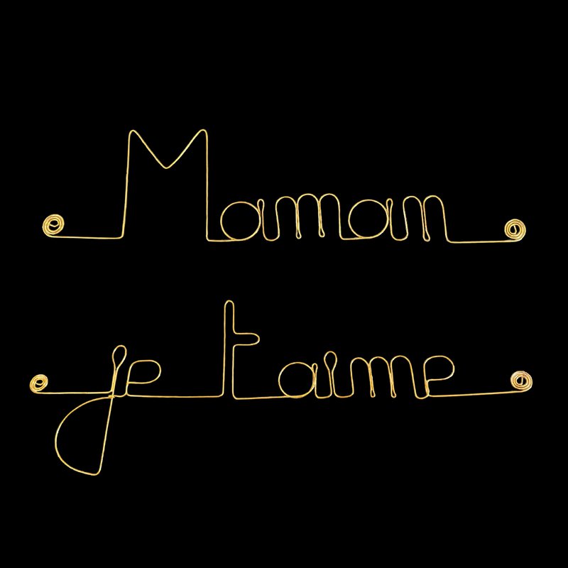 Mother's Day Gift "Mom I love you" - Wall Decoration in Golden Brass Wire