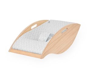 Baby bouncer "Babywelle" oak, fabric grey