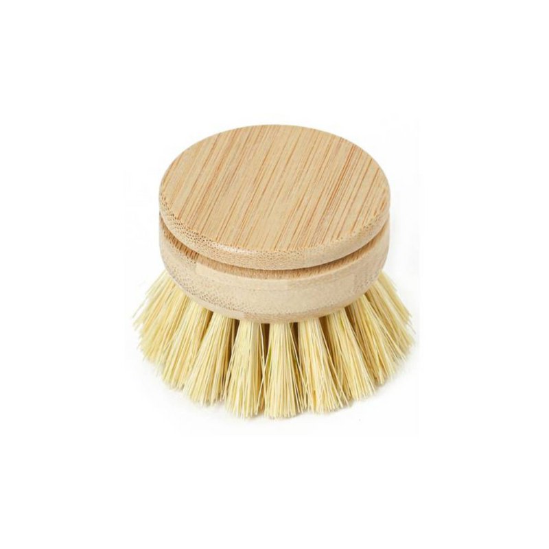 Interchangeable head for reusable bamboo dishwashing brush