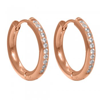 Creole Hawaii stainless steel rosé round polished 20mm zirconia