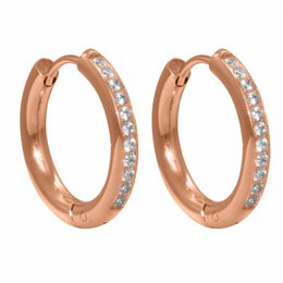 Creole Hawaii stainless steel rosé round polished 20mm zirconia