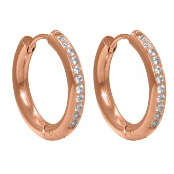 Creole Hawaii stainless steel rosé round polished 20mm zirconia