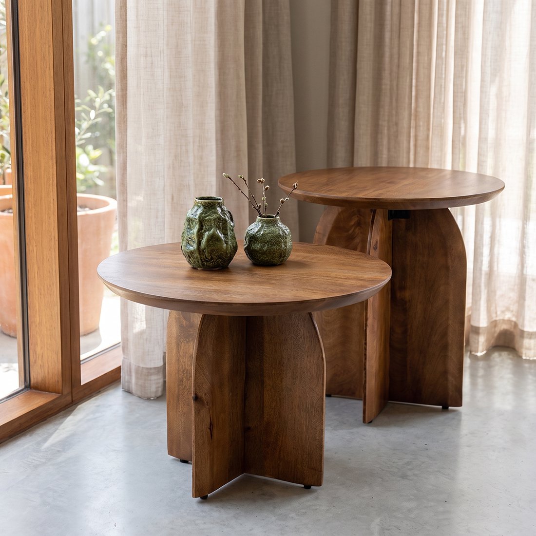 Bullnose sidebord mangotræ - Ø50 cm