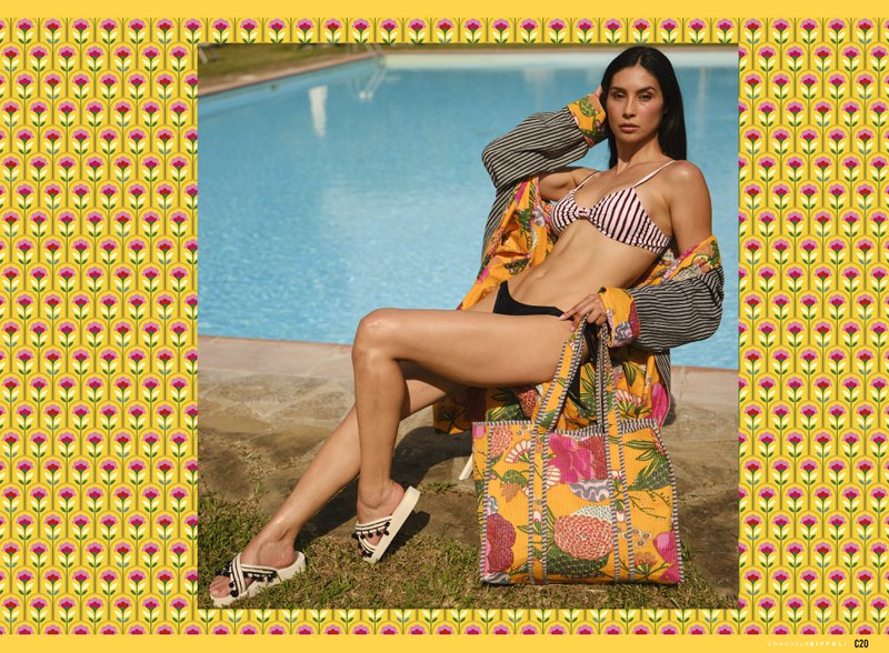 GUL ORANGE BOMULD DUFFEL TASKE TRYKT