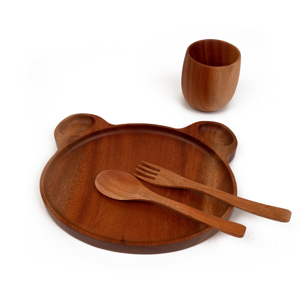Handmade - Kids Plate - Bear - Eco-friendly - Khaya Wood