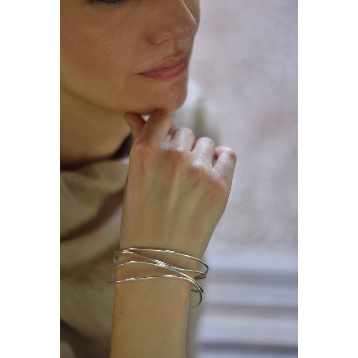 Double Wave Armband in Silber