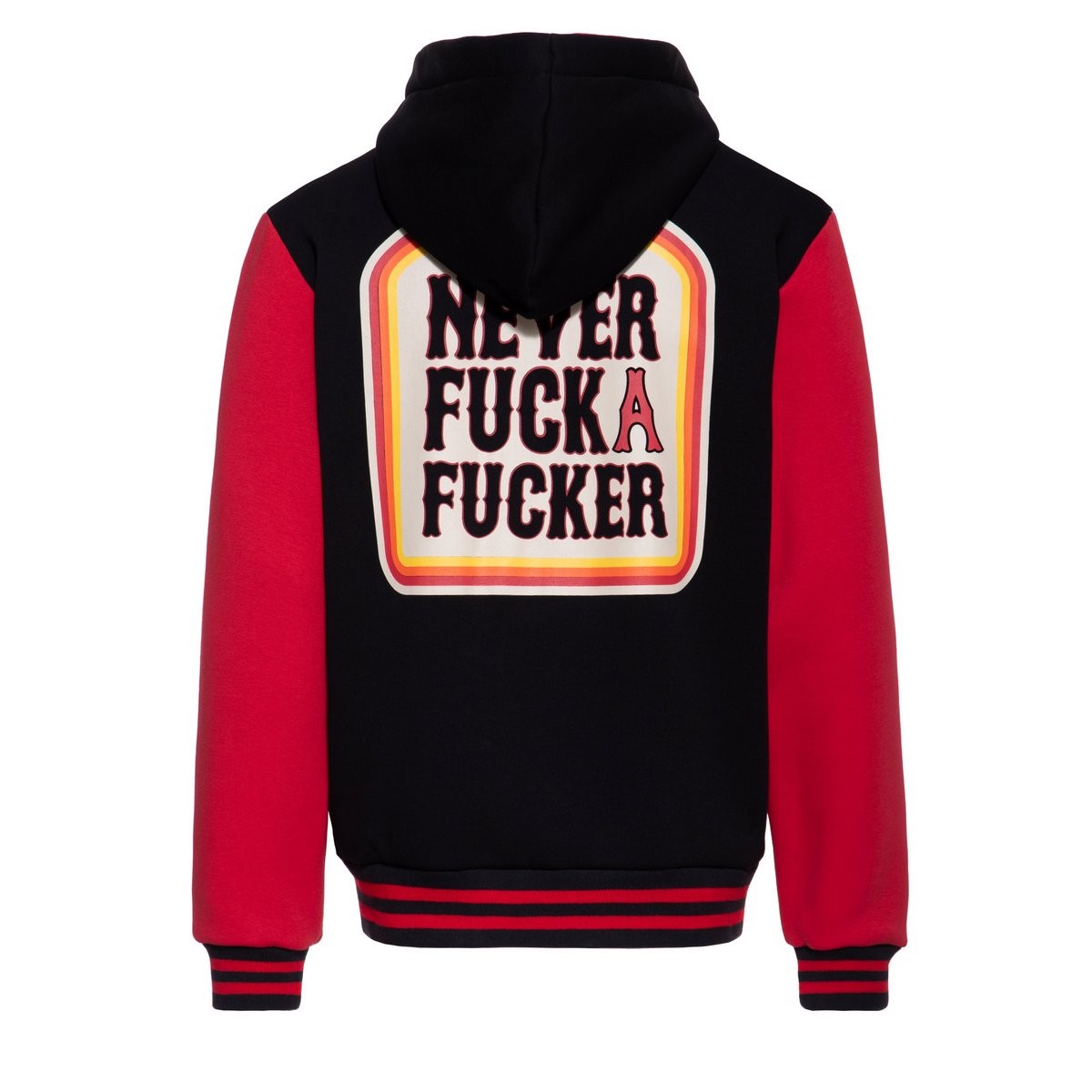 Kapuzensweatjacke 'Never Fuck A Fucker' in Schwarz