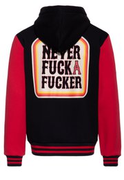 Kapuzensweatjacke 'Never Fuck A Fucker' in Schwarz