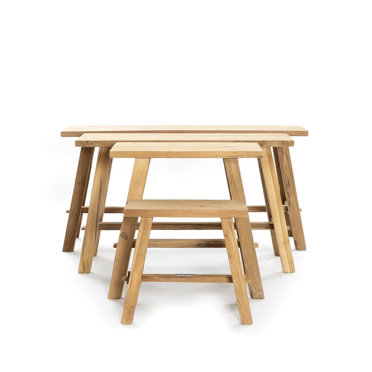 Ganesja kleine teakhouten kruk 37x16xH:30 cm natuurlijke schoonheid