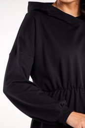 Losse katoenen jurk in hoodiestijl, zwart
