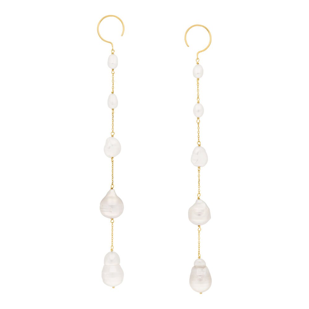 Pendientes Perlas Barrocas, oro amarillo de 14 quilates