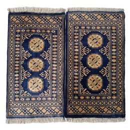 Bokhara handgeknüpfte blaue Zodiac-Wollmatte