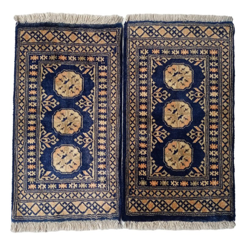 Bokhara handgeknüpfte blaue Zodiac-Wollmatte