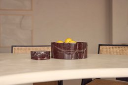 Marble fruit bowl round Ø24cm red