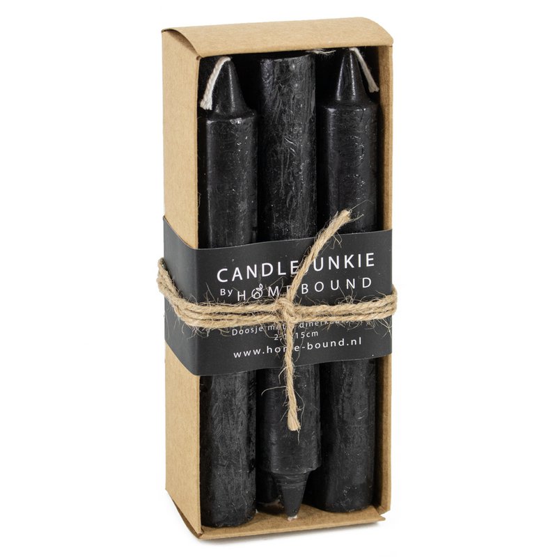 Coffret de 6 bougies dînatoires courtes noires