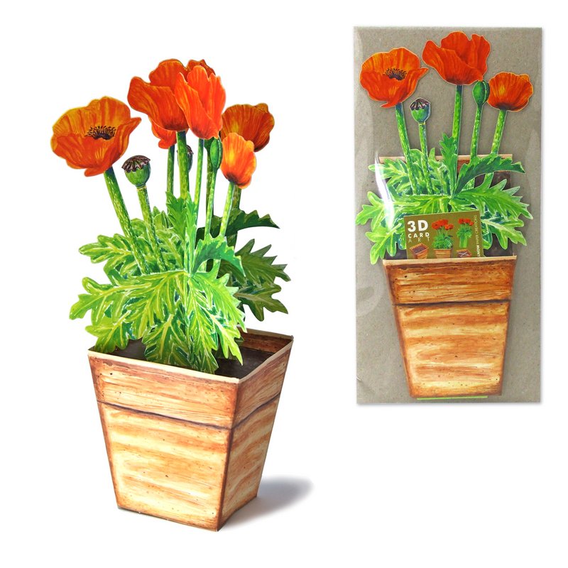 3D flower card poppy