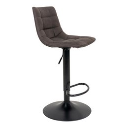 Silla de Bar Middelfart - Gris Oscuro, Microfibra, Patas de Metal Negro, 43x43x88/108cm - Juego de 2