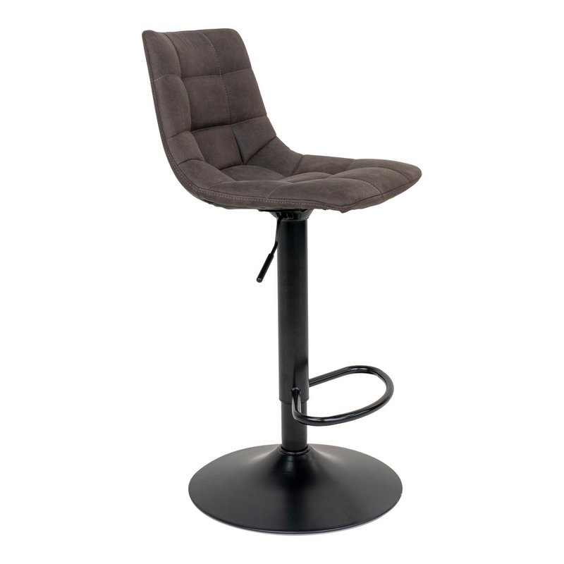 Silla de Bar Middelfart - Gris Oscuro, Microfibra, Patas de Metal Negro, 43x43x88/108cm - Juego de 2