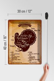 Tin sign butcher shop 30x40cm Turkey Turkey cuts Organic