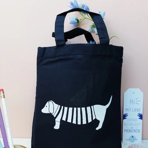 Small fabric bag with dachshund motif