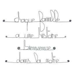 Wire wall decoration - "Every family has a story welcome in ours" - Bijoux de Mur