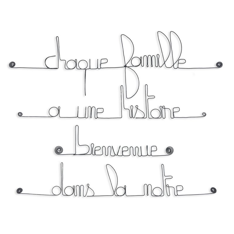 Wire wall decoration - "Every family has a story welcome in ours" - Bijoux de Mur