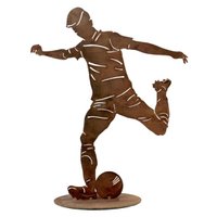 Footballer Player with Ball | Decoration figure made of metal rust |