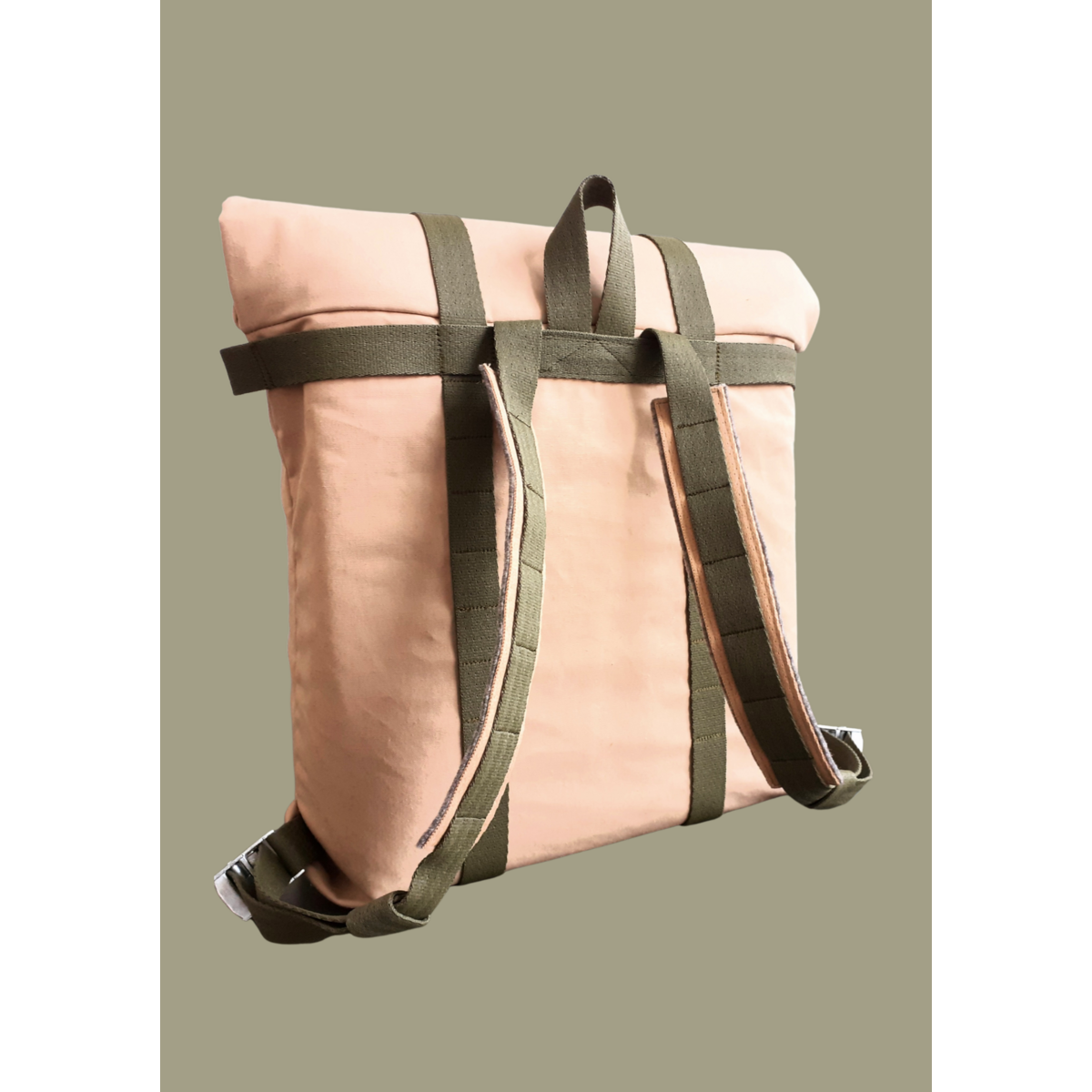 ROLL TOP & SCHOOL BAG ECO HEMP »BEACH« SAND – REED GREEN
