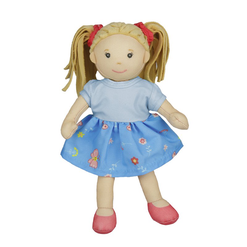 Stof Doll '' Pippa '' med kjole til at sætte på og tage af, 22 cm
