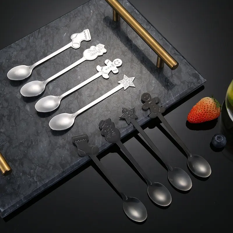 Set of 4 Christmas spoons - For tea, coffee or desserts - 4 colors available