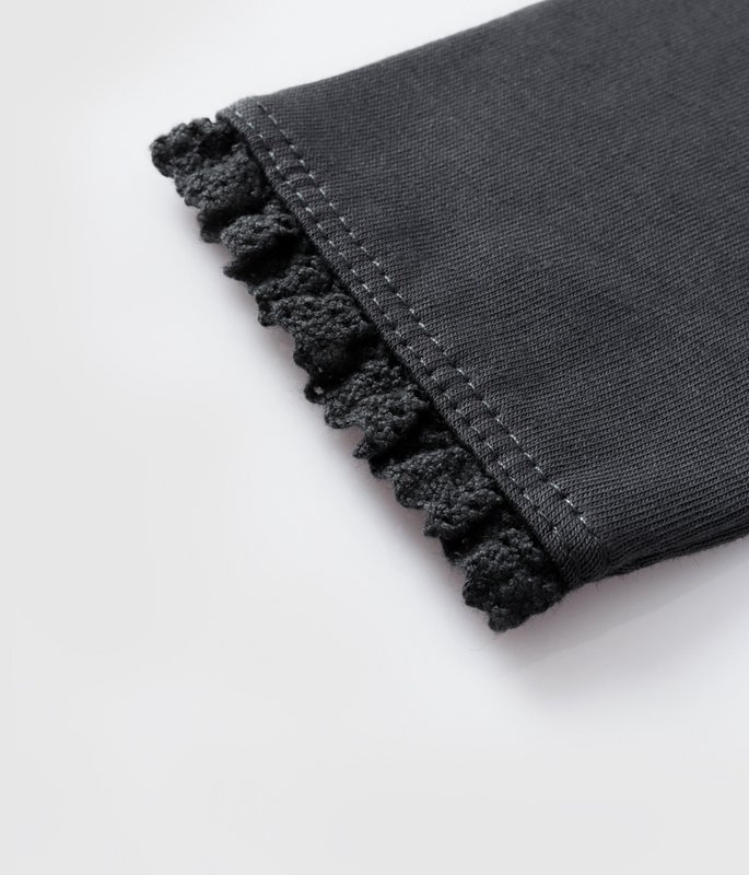 Geborstelde jersey legging met kanten afwerking voor meisjes