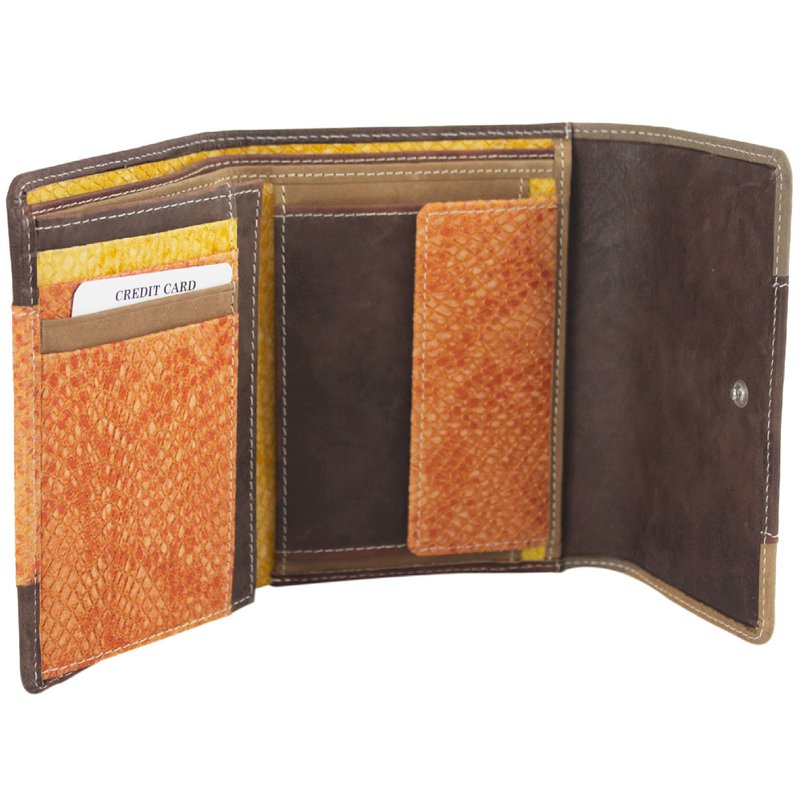 Sunsa damesportemonnee. Leren portemonnee. Portemonnee met RFID-bescherming. Portemonnee gemaakt van overgebleven leer. middelgrote portemonnee voor dames met veel creditcardvakjes - portemonnee voor dames, cadeau-idee