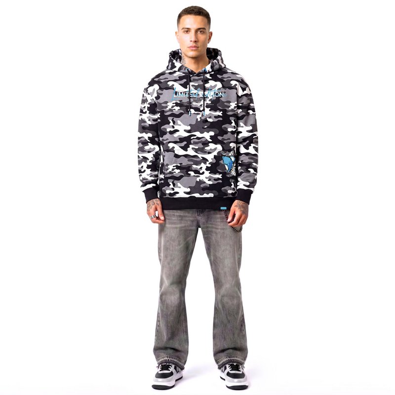 Militär-Teddybär-Hoodie Schwarz/Blau