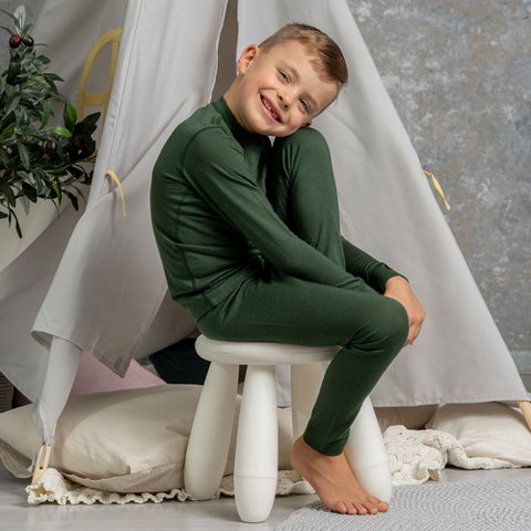 Kids '160 Merino Pants Dark Green