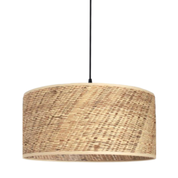 Decorative pendant light in brown raffia with a round, woven shade. Available in multiple size variants.