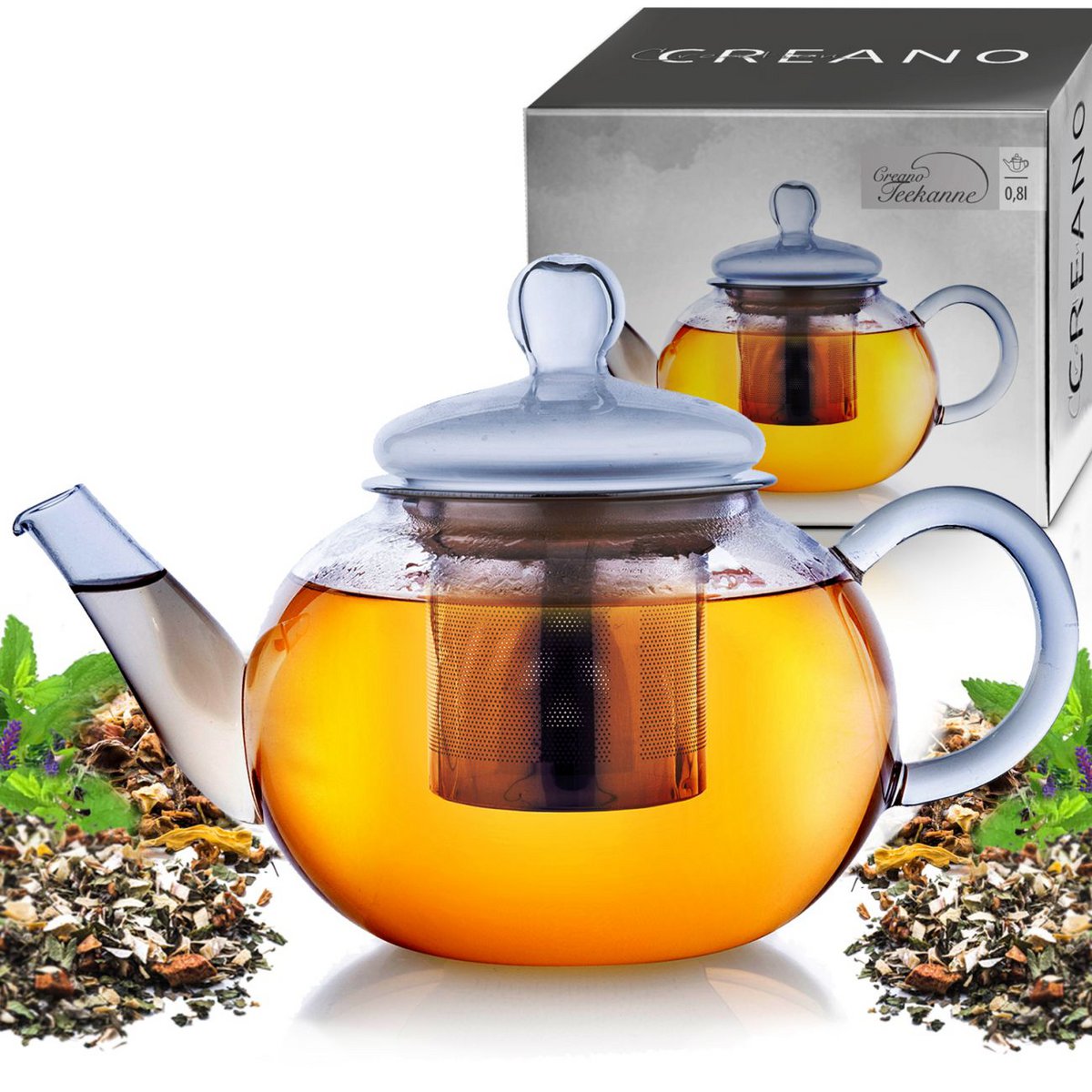 Creano Teekanne 0,8l mit Edelstahl-Sieb