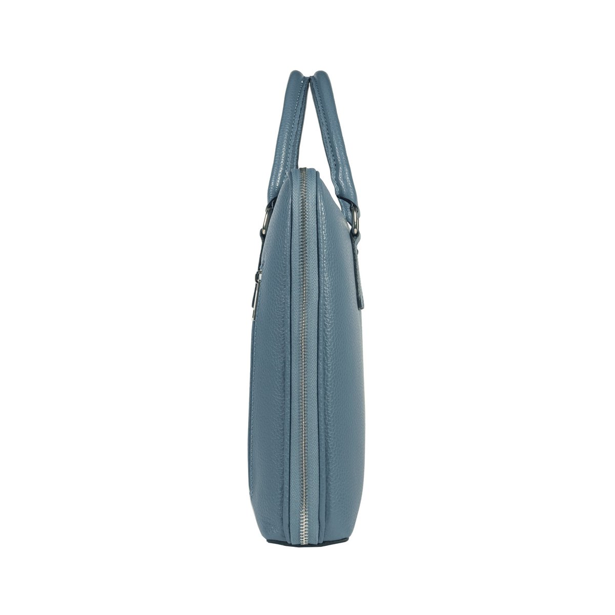 RB1019P | Maletín de negocios unisex en piel auténtica Made in Italy con bandolera extraíble. Fijaciones con mosquetones de metal níquel brillante - Color Avio - Dimensiones: 37 x 29 x 6,5 cm