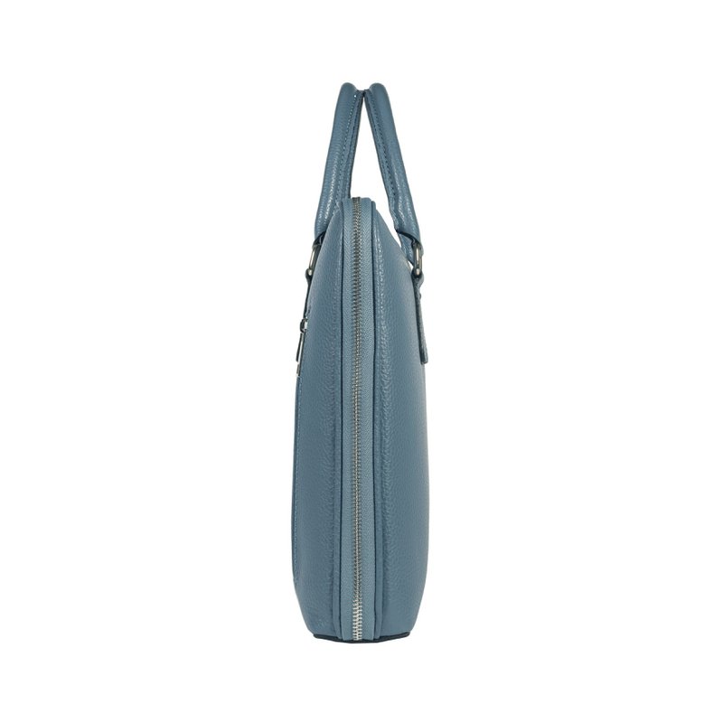 RB1019P | Unisex zakenaktentas van echt leer, gemaakt in Italië, met afneembare schouderband. Opzetstukken met glanzende nikkel metalen karabijnhaken - Avio kleur - Afmetingen: 37 x 29 x 6,5 cm