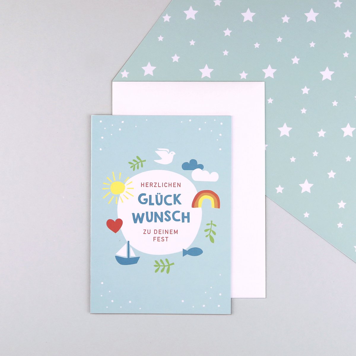 Glückwunschkarte Kommunion, Konfirmation, Taufe, Dina
