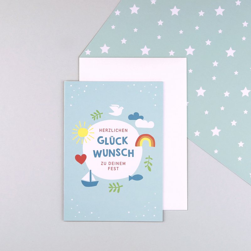 Glückwunschkarte Kommunion, Konfirmation, Taufe, Dina
